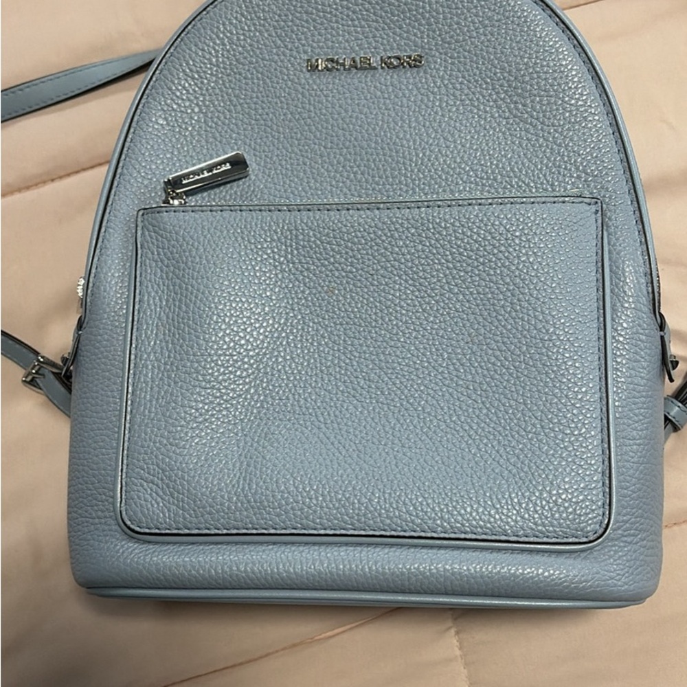 Michael Kors Light Blue Pebbled Backpack